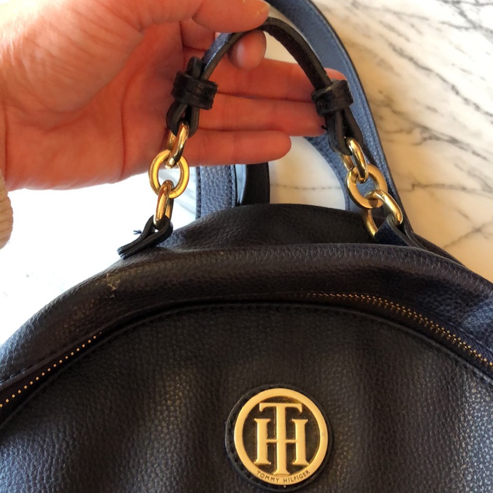 Tommy Hilfiger pebbled vegan NAVY backpack purse